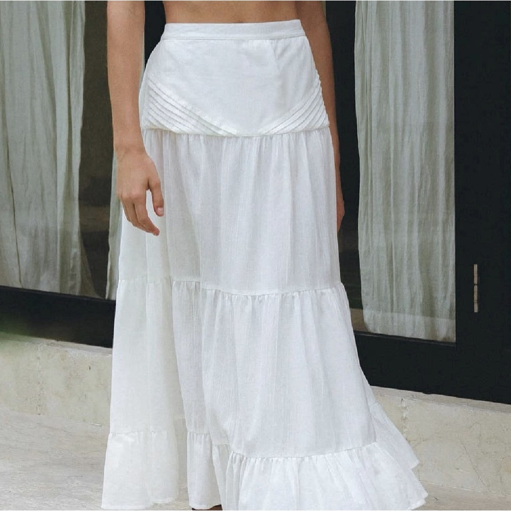 Linen Maxi Skirt - White
